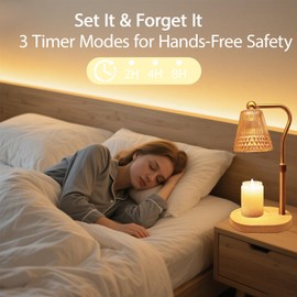 Candle Warmer Lamp Adjustable Height & Dimmable, Electric Candle Warmers for Jar Candles, Home Decor Lamp with Timer, Perfect Gifts for Women Men, Safe Night Light for Bedroom Office (Amber-wood)