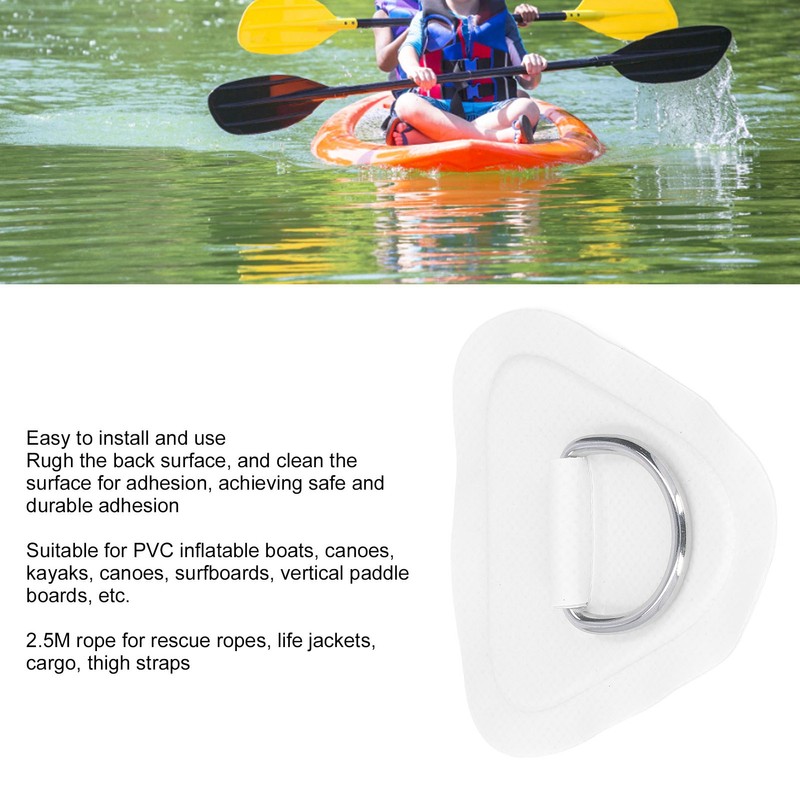 6Pcs PVC D Ring Patch Elastic Rope Set Stainless Steel