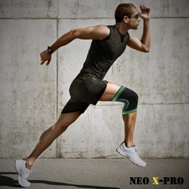 NEO X-PRO Sports Knee Brace Plain Uniform Compression Modern Design for Fitness, Crossfit, Training, Running, Gym - 4 Sizes S to XL - Sports Knee Support - Knee Support (Green, L)