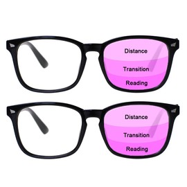 JOSCHOO 2 Pack Progressive Multifocus Computer Reading Glasses Anti Blue Light Readers for Women (2 Black, 3.50)