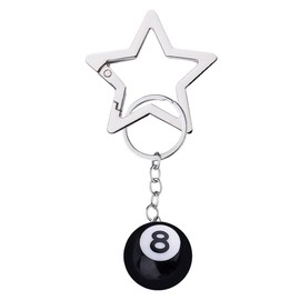 8ball Keychain Silver Star Key Ring Clip Keychain for Purse Handbag Bag Charms Silver Keychains Bag Accessories Charms Billiards Gifts for Men Women Billiard Player Gifts Pool Ball Keychain