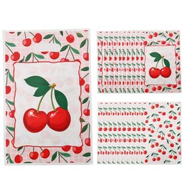 30PCS Cherry Party Favor Bag Red Sweet Cherries Goody Candy Treat Gifts Bags, Fruit Berry Themed Party Decorations for Kids Girls Boys Birthday Bby Shower Fruit Events Supplies