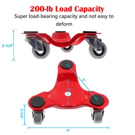 Bonsicoky 6" Steel Tri-Dolly with Wheel, 200-lb Load Capacity Furniture 3 Wheel Mover Universal Moving Tools for Moving Heavy Objects, Furniture, Appliances - 4Pack