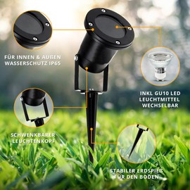 Garden light with spike, grey and black.