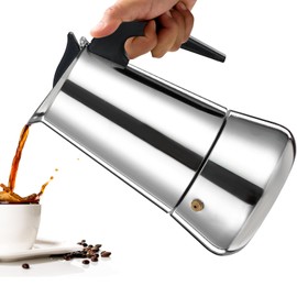 Vaolvpant Moka Pot Percolator Italian Coffee Maker Stovetop Espresso Maker Stainless Steel Classic Cafe Maker Suitable for Induction Cookers Gas Stove Alcohol Stove Electric Stove (6 Cup/300 ml)