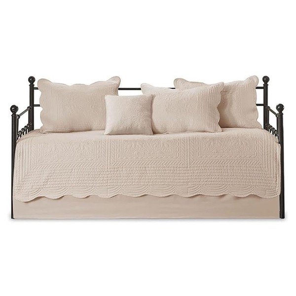 Pemberly Row Contemporary Polyester Microfiber Daybed Cover Set in Pink