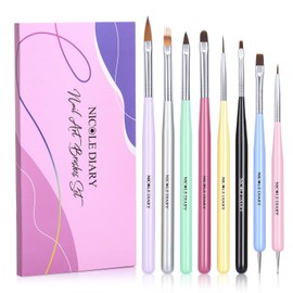 UR SUGAR Nail Art Brushes Set - 8Pcs Gel Polish Nail Art Design Pen Painting Tools Builder Gel Brush Nail Art Liner Brush and Nail Dotting Pen Salon at Home DIY Manicure Gift for Girls Women