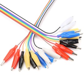 2 Pcs Crocodile Clip to Jump Wire, 20cm Alligator Clip to Dupont Wire, 20pin Male/Female Jumper Wires, Jumper Breadboard Test Lead Cable for Electronic Experiment
