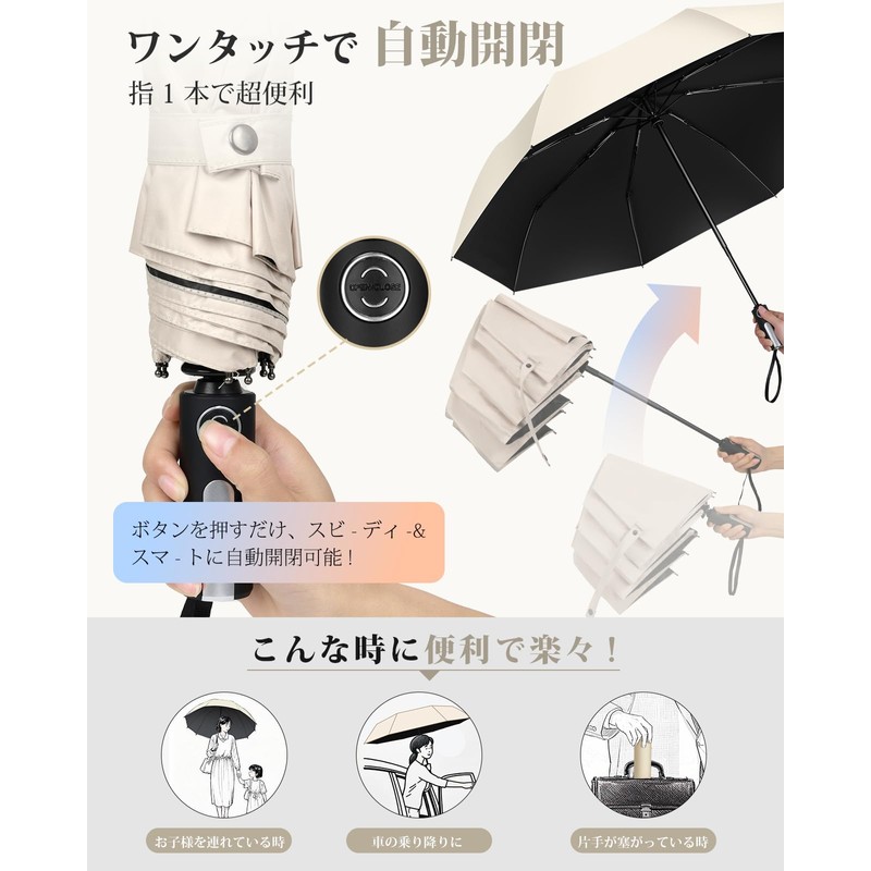 YOIIYO Folding Umbrella, Parasol, UV Protection, 100% UV Blocking, Foldable,