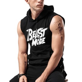 Amussiar Mens Tank Tops Workout Sleeveless Hoodies Bodybuilding Muscle Cut Off Shirts Workout Gym Clothes