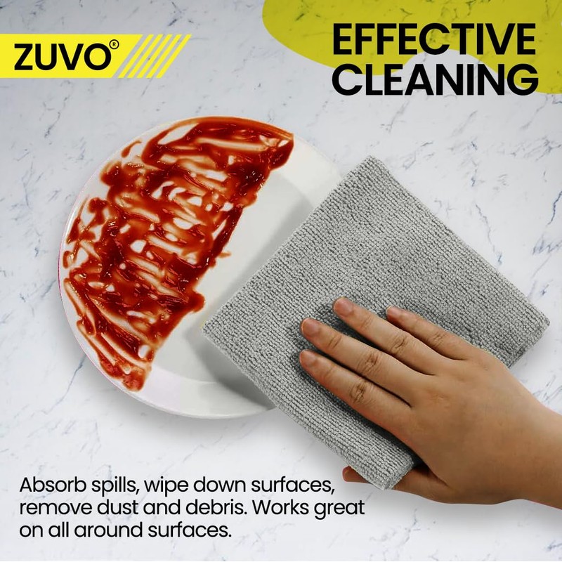 Zuvo Microfibre Cloth For Car(12-Pack)- Ultra Soft, Scratch Free, Highly