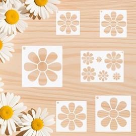 Large Flower Stencils for Painting on Walls, 6-12 Inch Daisy Stencil Reusable Floral Template for Wood Fence Canvas Fabric Crafts DIY Wall Art (6 Pack)