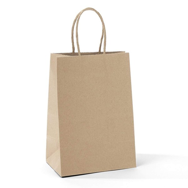 GSSUSA Kraft Paper Gift Bags 5.25x3.75x8 Paper Bags with Handles, Brown (20 Pcs), Bulk Kraft Gift Bag for Shopping, Craft, Grocery, Party, Retail, Lunch, Business, Wedding, Merchandise, Boutique