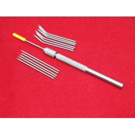 CYNAMED USA NEW DISSECTING DISSECTION TEASING NEEDLE METAL CHUCK HANDLE WITH 12 NEEDLES