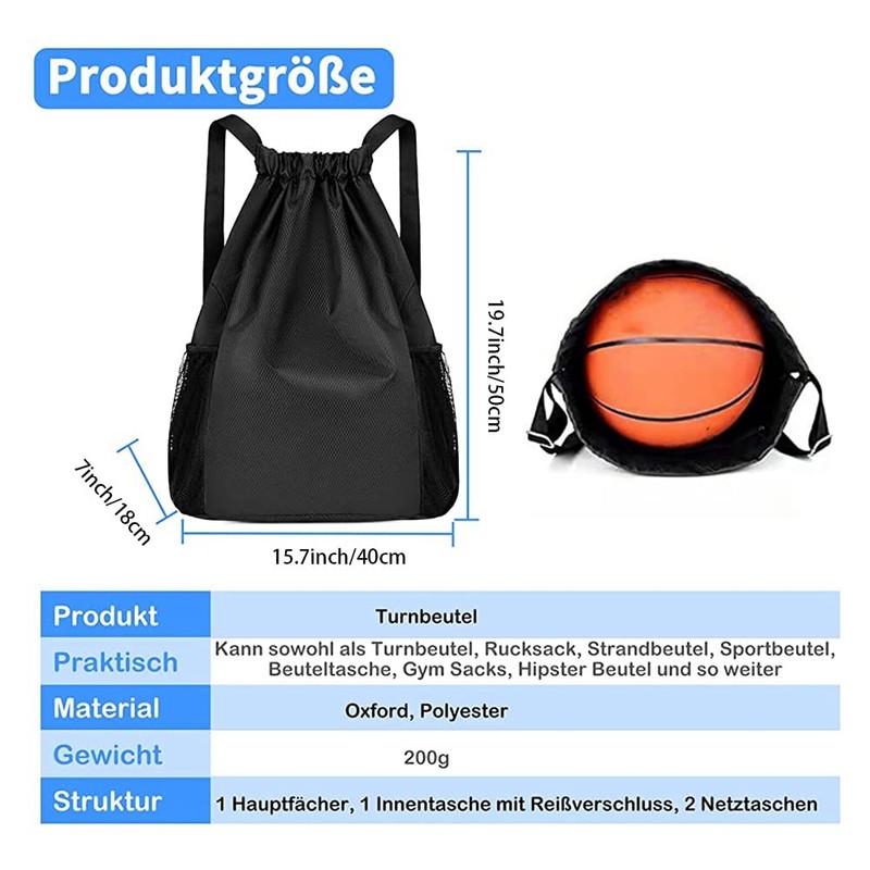 KUNLONGSKY Waterproof Sports Bag with Zip Inner Pocket Hipster Lined