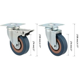 MOUYAT 8 Pack 3 Inch Caster Wheels Set, 880lb Capacity 4 with Lock Brake Heavy Duty Swivel Plate Casters, 360 Degree Caster Wheels for Furniture, Workbench, Movers Dollies