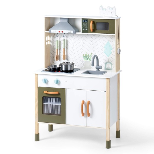 ROBUD Wooden Play Kitchen Set for Kids Toddlers, Pretend Toys