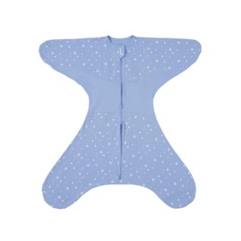GROWNSY Transitional Baby Swaddle Sleep Sack, 100% Cotton Swaddle Sack, 12-24 Months Dual-Zipper Swaddle for Easy Diaper Changes and Proper Hip Development, Leg-Split and Starfish Design, Blue