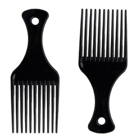 DAZISEN 2 Pcs Afro Hair Comb - Black Plastic Wide Tooth Smooth Afro Pick Comb Detangling Hair Comb for Curly, Wavy, Frizzy Hair for Men and Women