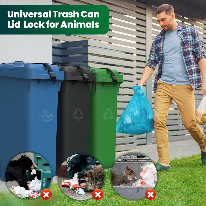 Gadgetzan 1 Pack Metal Double Claw Trash Can Lid Lock