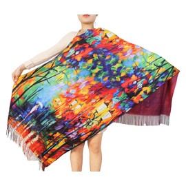 Wander Agio Fashion Painting Scarf for Women Long Shawl Large Warm Scarves Cashmere Feel Retro Evening Dress Shawls Grove 21