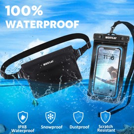 wonsar Waterproof Pouch Bag, Waterproof Phone Pouch, Waterproof Set Bum Bag for Water Sports, Beach, Swimming, Boating
