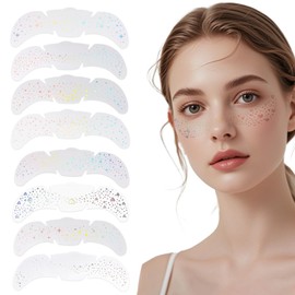 JJYHEHOT 8 Stück Glitzer Gesicht Sommersprossen Tattoo, Multichrome Glitter Freckles Gesichtstattoos, Wasserfeste Fake Freckles für Erwachsene Festival Schminke Party Zubehör