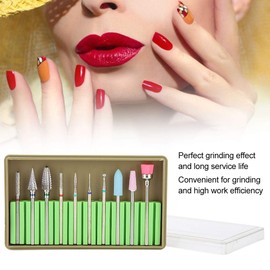 Zetiling Juego de Brocas eléctricas para uñas, Juego de 10 Brocas para uñas, Acero de tungsteno cerámica Arte de uñas Broca para pulir manicura pedicura Accesorio para máquina pulidora de uñas