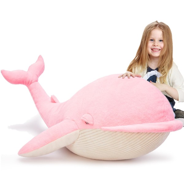 Tezituor 4ft Giant Whale Stuffed Animal, 43.3 inch Large Stuffed