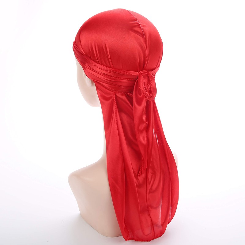 Fxhixiy Satin Silk Extra Long-Tail Durag Headwraps Pirate Cap Bandana