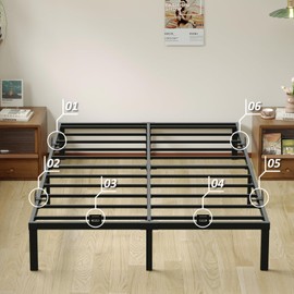 Exeloria Mattress Non-Slip Gaskets, 6 Pack Metal Mattress Holders in Place Gripper, Adjustable Bed Frame Brackets, Black