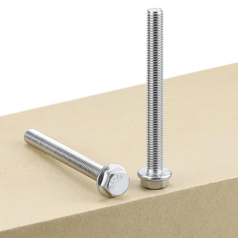 M10-1.5 x 90mm (6 pcs) Flanged Hex Bolts, 304 Stainless