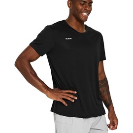 TLRUN Men's Ultra Lightweight Running Shirts, Dry Fit Marathon Top Tee, Cool Short Sleeve Athletic T-Shirts(Small, Black)