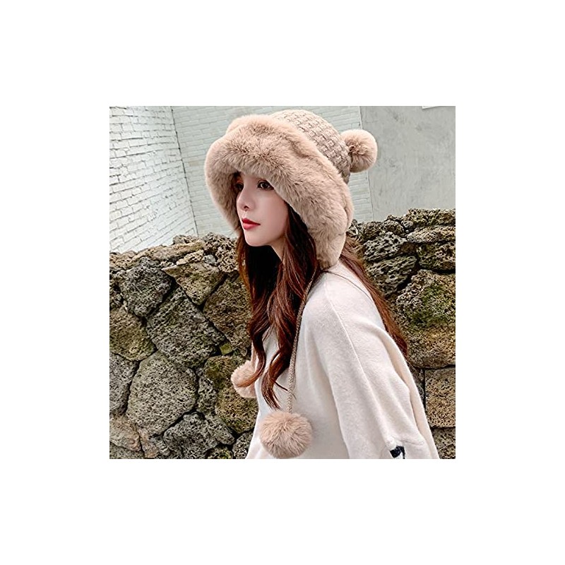 Fluffy Knit Beanie Hats for Women Winter Faux Fur Warm