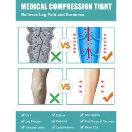 Evolyline Medical Compression Tights for Women & Men 15-20mmHg, Open Toe Compression Pantyhose Opaque Graduated Support Tights Compression Stockings for Varicose Veins Edema Flight Nursing