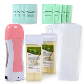 Roll on Waxing Kit for Hair Removal Roll Waxing Kit for Women Men Wax Heater with 2 Wax Roller Cartridge Refill for Legs Arms and Underarm