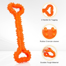 Auoinge Dog Chew toys for Aggressive Chewers, Indestructible Dog Toys for Boredom TPR Dog Teeth Cleaning Toys for Medium Large Dogs 13 Inches with Rope Gift …