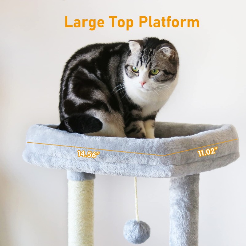 KIYUMI Cat Tree Cat Tower Condo with Sisal Scratching Post