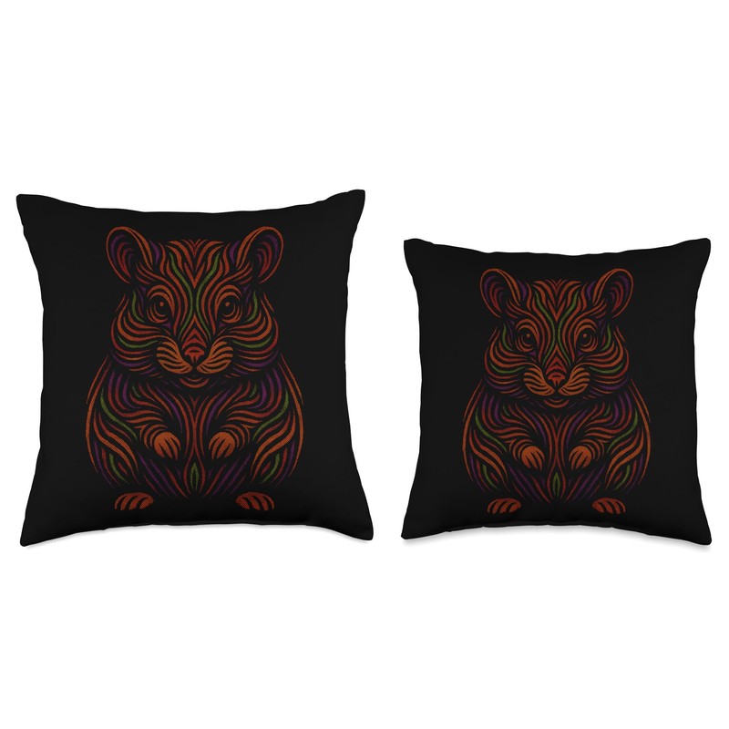 Colorful Hamster Art Throw Pillow