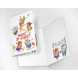 Leaving Card for Colleagues with Envelope in XXL Format A4 Funny Folding Card for Job Change Termination Rabbits