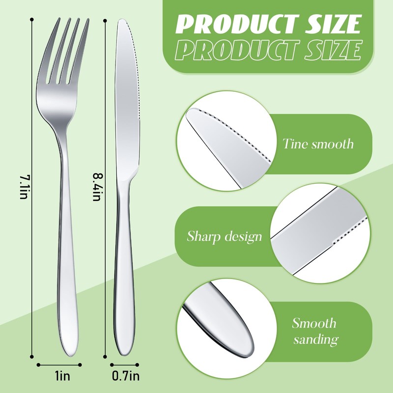 Nuenen 100 Pieces Stainless Steel forks and knives Dinner Flatware