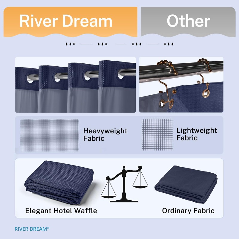 River Dream Heavyweight No Hooks Required Dotted Waffle Weave Shower