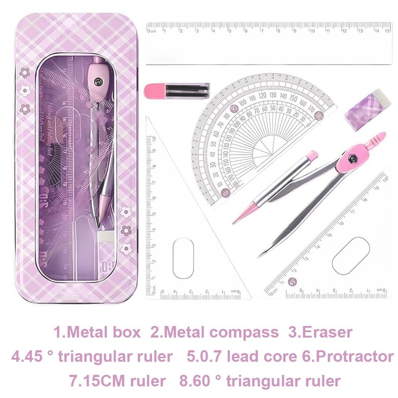 WUSJCOF Geometry Set with Compass and Set Square for Primary