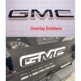 Auto Rear GMC Black White Emblem Overlay 2019-2022 Sierra 1500 2500HD 3500HD