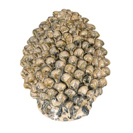 Creative Co-Op Terra-Cotta Artichoke Finial with Reactive Glaze, Green and Cream Color