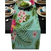 Greeeen Cotton Linen Table Runner, Tropical Kitchen Table Runners for
