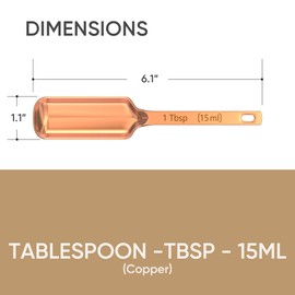 Color Up Premium 1 Tablespoon Measuring Spoon (15 ml) - Stainless Steel Copper Finish, Accurate TBSP for Wet & Dry Ingredients - One Single Table Spoon