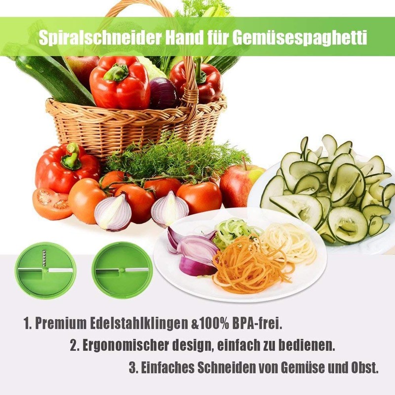 Xrten Spiral Cutter Hand for Vegetable Spaghetti 2 in 1