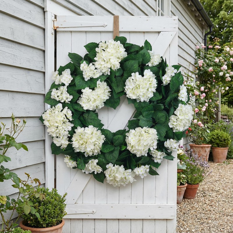 27" Hydrangea Wreath for Front Door – All-Season Wedding Décor