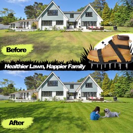 AZNICE1 Lawn Aerator Shoes, Upgrade 2.4" Heavy Duty Spike Aeration Shoes Lawn with Adjustable Hook&Loop Straps, Easy Installation One-Size-Fits-All Grass Aerators for Yard Lawns Soil Patio (Black)